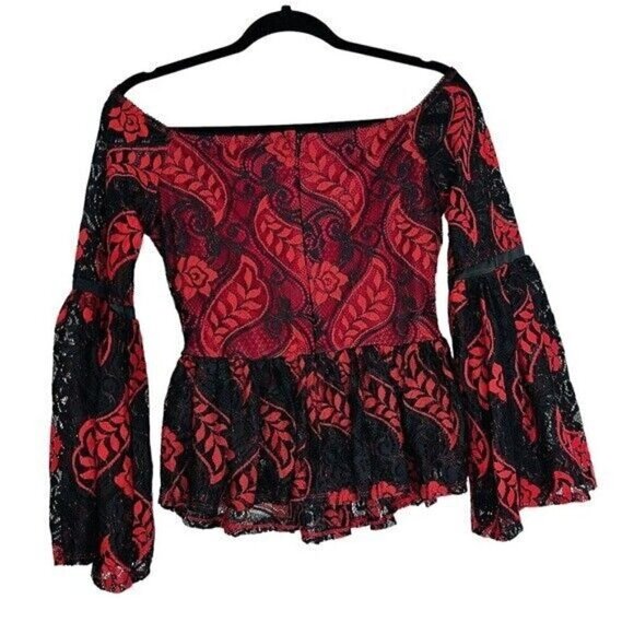 Romeo And Juliet C Lace Red Off The Shoulder Top Gothic Women’s Size Small - Picture 5 of 15